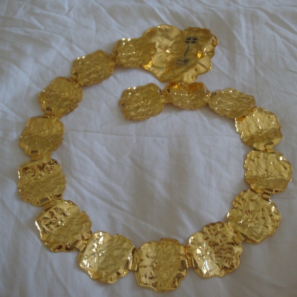Grecian 18k Gold Plated Belt Metal Flowers Floral main image 15